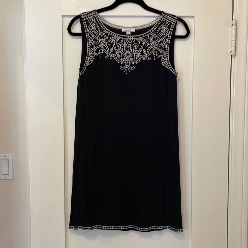 Ella Moss Black Shift dress with embroidery